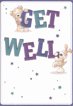 With every thoughtful brushstroke, this whimsical get well card brings the comforting spirit of Gipsy Hill to life. Set against an inviting white background, a playful bear and a cheerful, floppy-eared pup share the joyful responsibility of sending well wishes - the bear gently grasping the top of 'GET,' while the puppy nestles around the strong, buoyant letters of 'WELL.' Their soft, rounded forms, rendered in comforting detail, exude affection and hope, echoing the warmth of a freshly arranged bouquet gathered from a Gipsy Hill doorstep. Bold text in hues of deep purple and tranquil teal leaps from the card, reminiscent of blooms found at Norwood Park or the Sunday market. Radiant stars drift across the scene, hints of local starlit evenings and the magical encouragement that makes recovery less daunting. The polished clarity of the background provides a sense of calm, much as a professional florist crafts peaceful spaces with each floral display. Every detail-right down to the fur's gentle texture and the puppy's expressive eyes-feels intentionally designed to soothe, much like Gipsy Hill Flowers arranges petals to lift spirits. The result is not just a card, but an uplifting embrace sent straight from the heart of its neighbourhood.