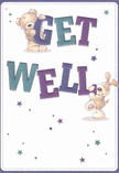 This delightful get well card, alive with playful optimism, could easily be imagined on a kitchen table along Gipsy Hill's charming avenues, radiating hope and kindness into the room. Two characters-a teddy bear, soft and round, and a long-eared puppy, lively and devoted-look as though they have leapt into action, holding and balancing the oversized, colourful 'Get Well' letters. Deep indigos and soothing teals stand proudly against a gentle cream background, their vibrancy reminiscent of handpicked bouquets available across Gipsy Hill for same-day delivery. Twinkling stars in varying shades of blue and purple scatter across the card, suggestive of magical evenings over nearby Crystal Palace. The bear's illustrated fluff and the puppy's velvety coat exude tactile comfort, inviting an imaginary embrace brimming with goodwill. More than a simple greeting, this card serves as an emotional balm-a thoughtfully designed source of encouragement, perfect for gifting someone in Gipsy Hill on the mend and deserving of heartfelt reassurance.